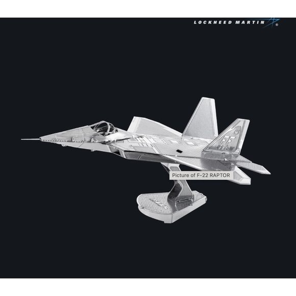 NIB Metal Earth Lockheed Martin/Boeing F-22 Raptor Model Kit Silver Metal - Picture 1 of 5